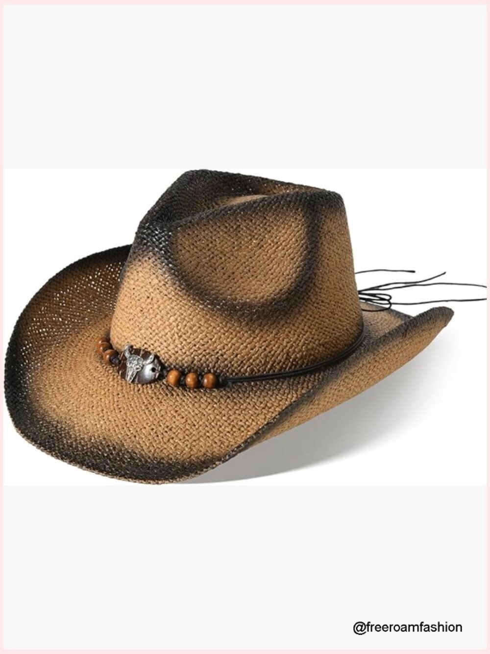 Straw Cowboy Hat Wide Brim Western Cowgirl Hat Summer Sun Hat